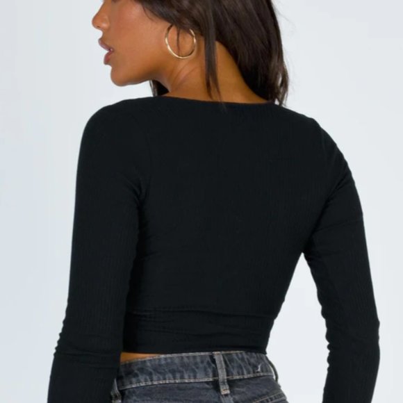NWOT Princess Polly Pinch Me Top Black - Picture 8 of 9